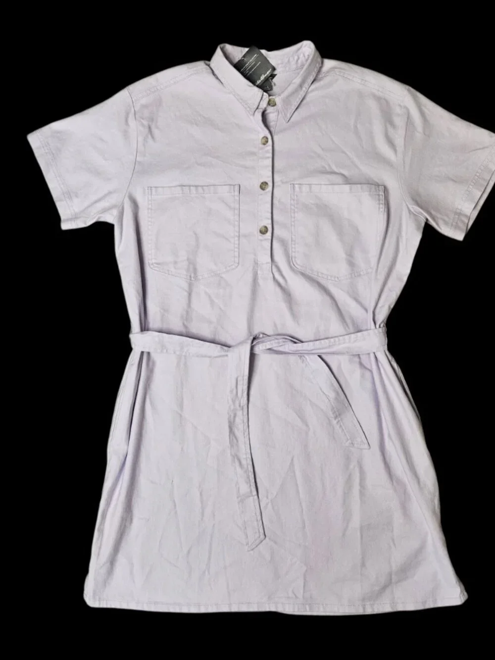 NWT EDDIE BAUER EB Hemplify Utility SS Dress Women's L Lavender Mist Hemp Blend - Picture 2 of 10